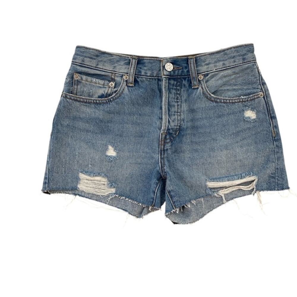 We the Free Distressed Denim Button Fly Cut-off Shorts - Size 26